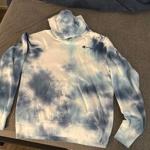 Champion Hoodie Tie Dye Blue Size Small